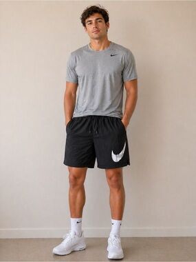 Nike Black Athletic Shorts with White Swoosh
